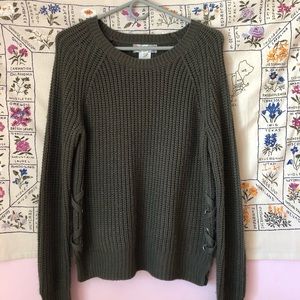 Green Pink Rose Sweater